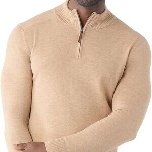 Smartwool Quarter Zip - Men's Sparwood Wool Blend Sweater - XL - Camel